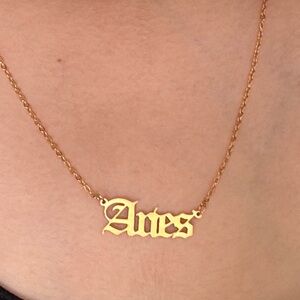 Gold Aries Stainless Steel Necklace